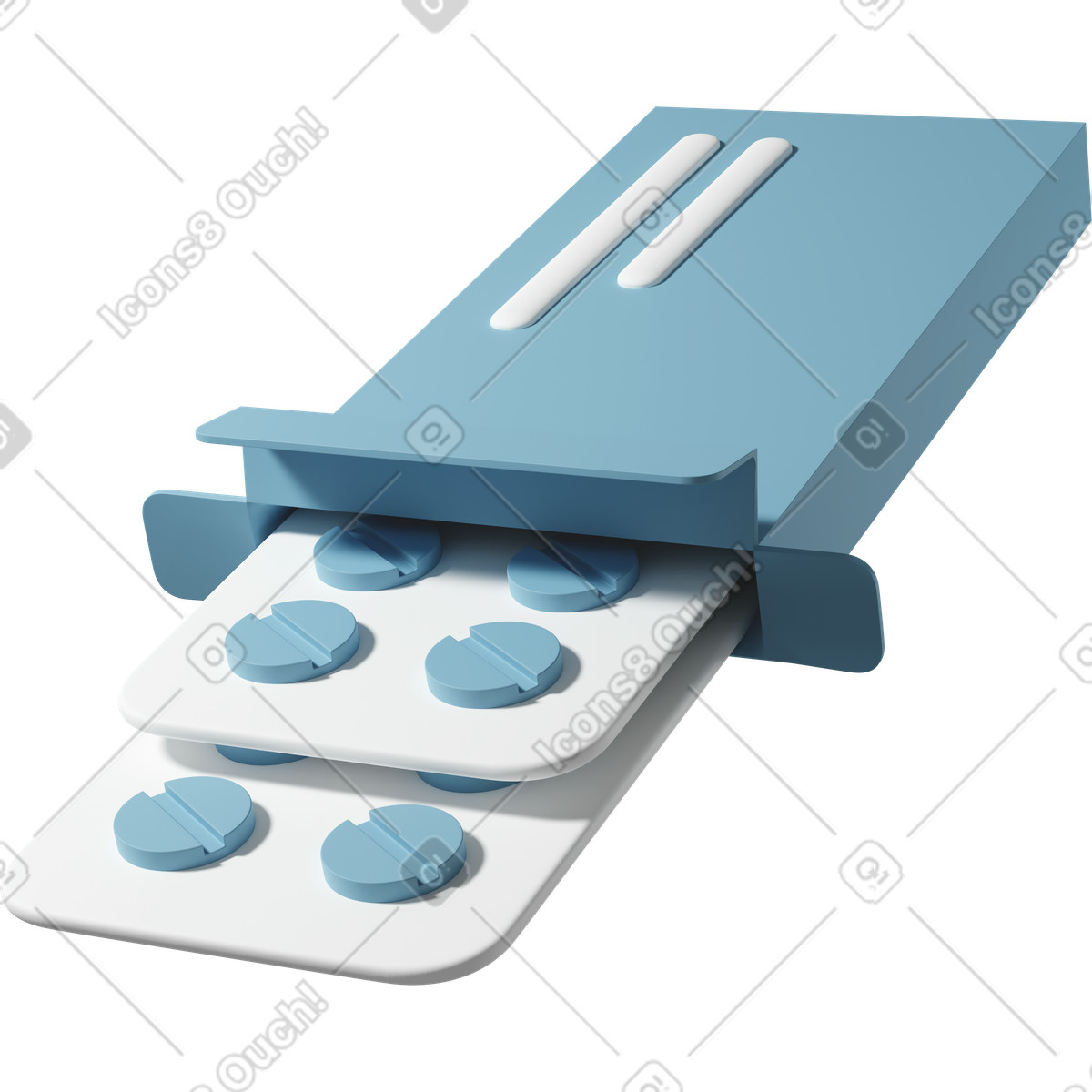 Blue pill packaging illustrazione in stile 3D Casual life scarica in PNG, SVG