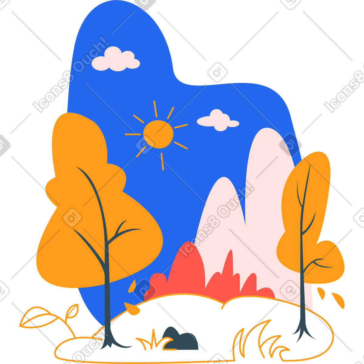 Illustration L'automne dans le style Kingdom à télécharger aux formats PNG, SVG
