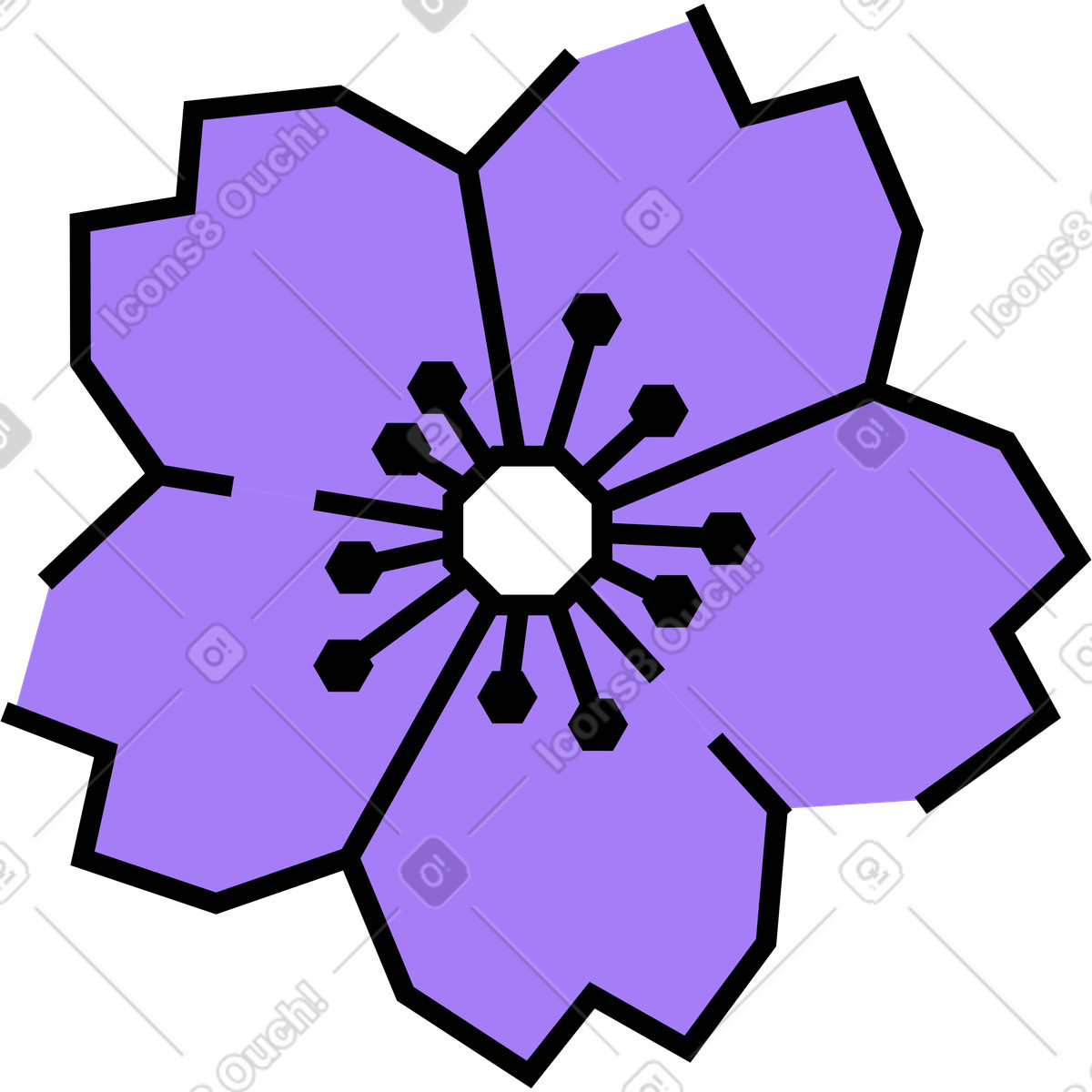 Ilustración Flor de sakura en estilo Amethyst a descargar en PNG y SVG