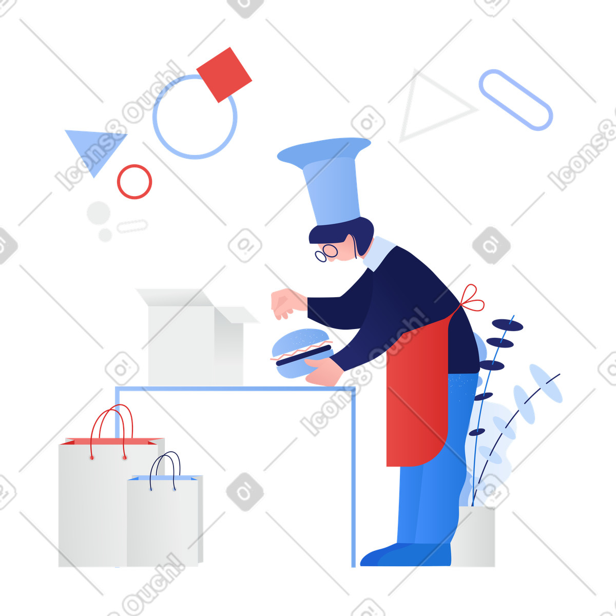 Illustration Hamburger géant fait par le chef dans style Clip à télécharger aux formats PNG, SVG