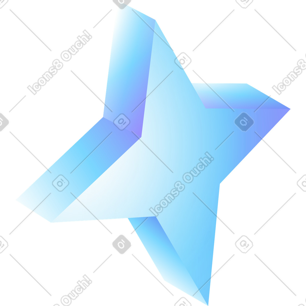 Blue gradient star illustration in PNG, SVG
