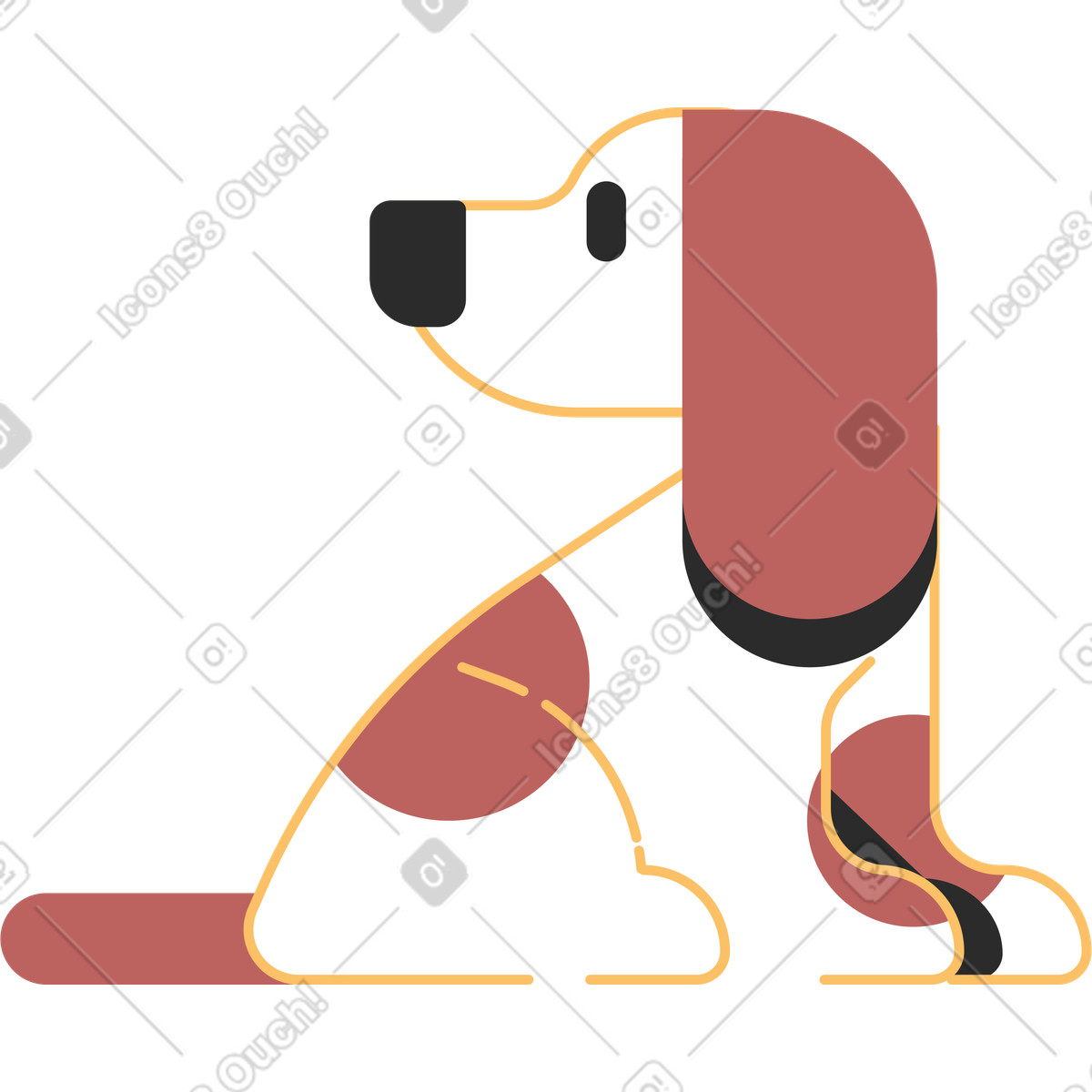 Dog illustration in Marginalia style download in PNG, SVG