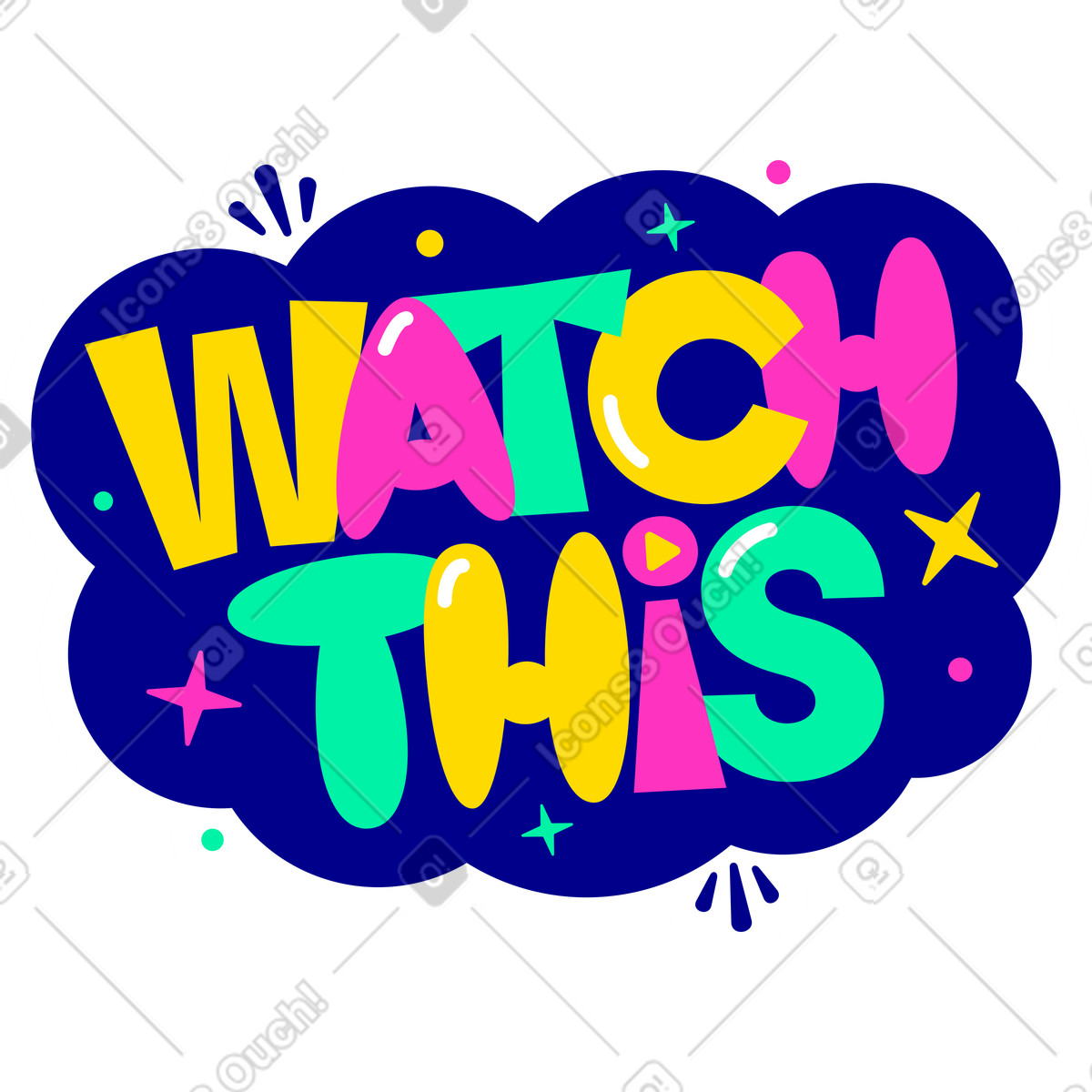 Adesivo con scritta guarda questo testo multicolore illustrazione in stile Lettering scarica in PNG, SVG