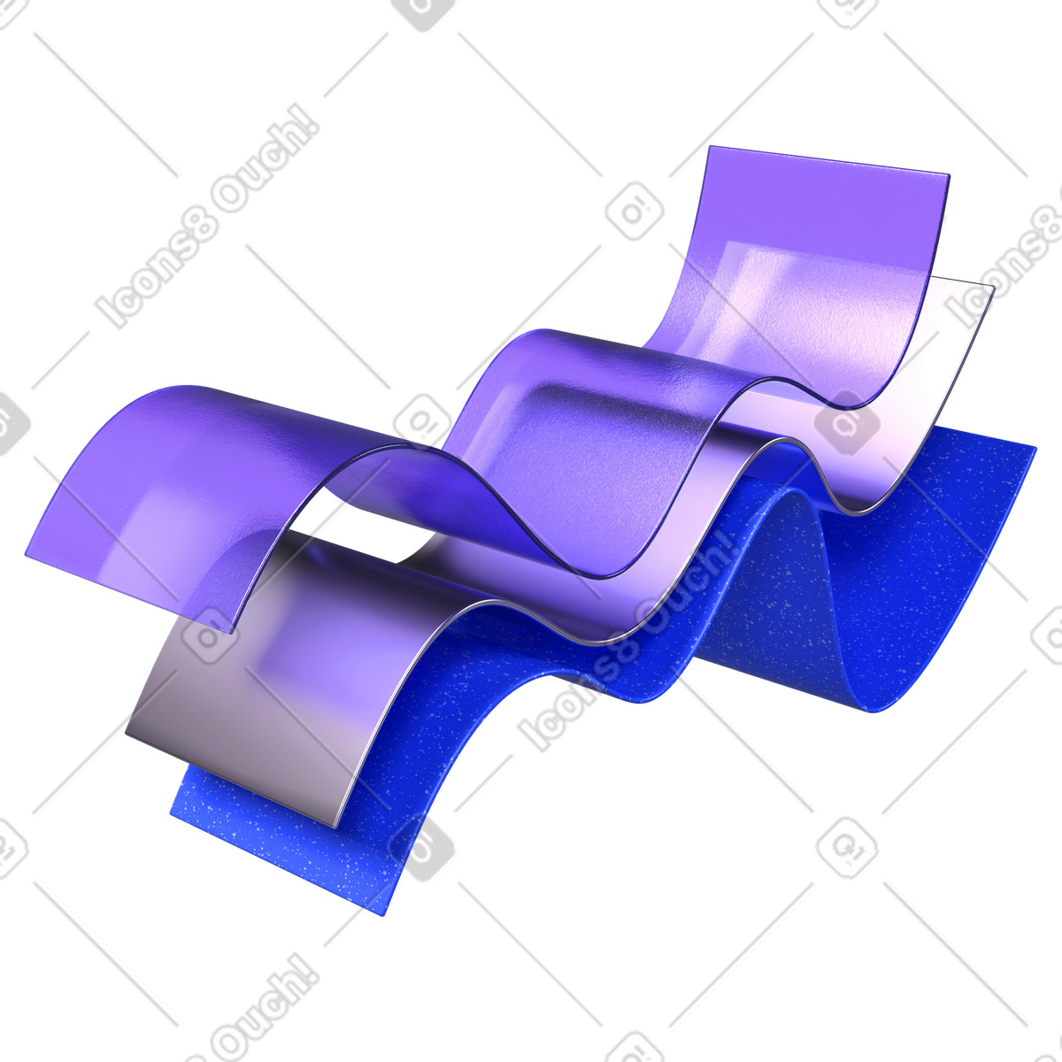 3D Boost スタイルの 異なる素材の波線 のイラストをPNG、SVG形式でダウンロード