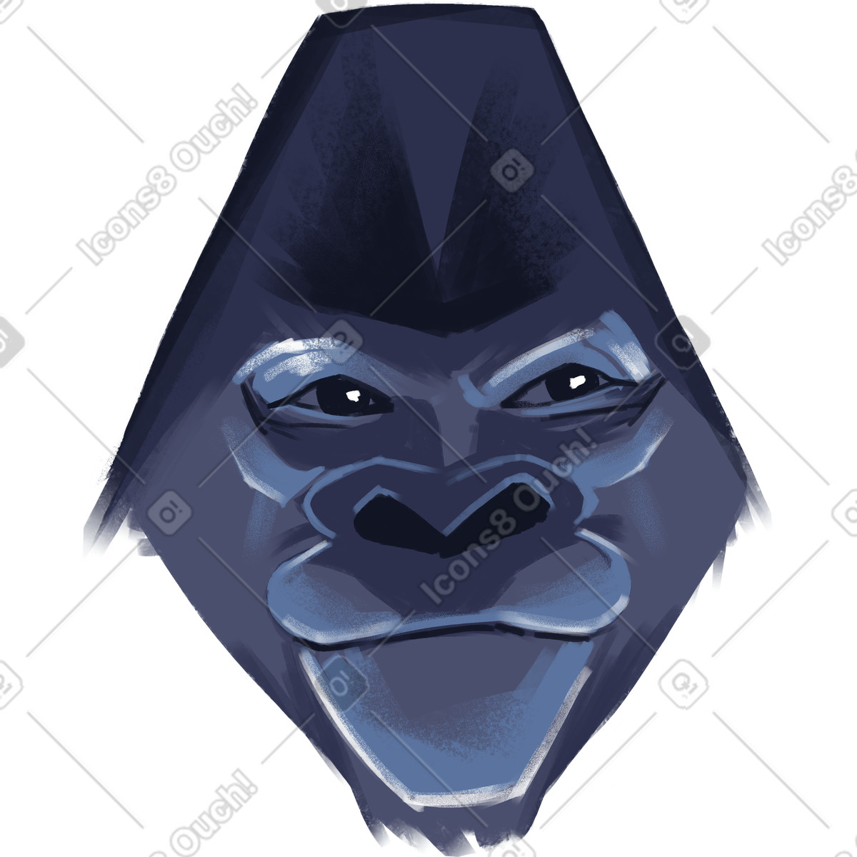Smirking gorilla animated illustration in Goofy style download in GIF, Lottie (JSON), AE