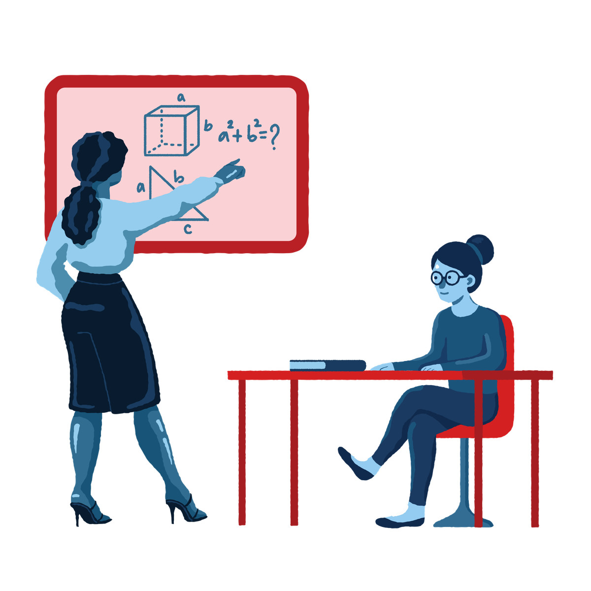 Ilustración Teacher and pupil in the class en estilo Cherry a descargar en PNG y SVG