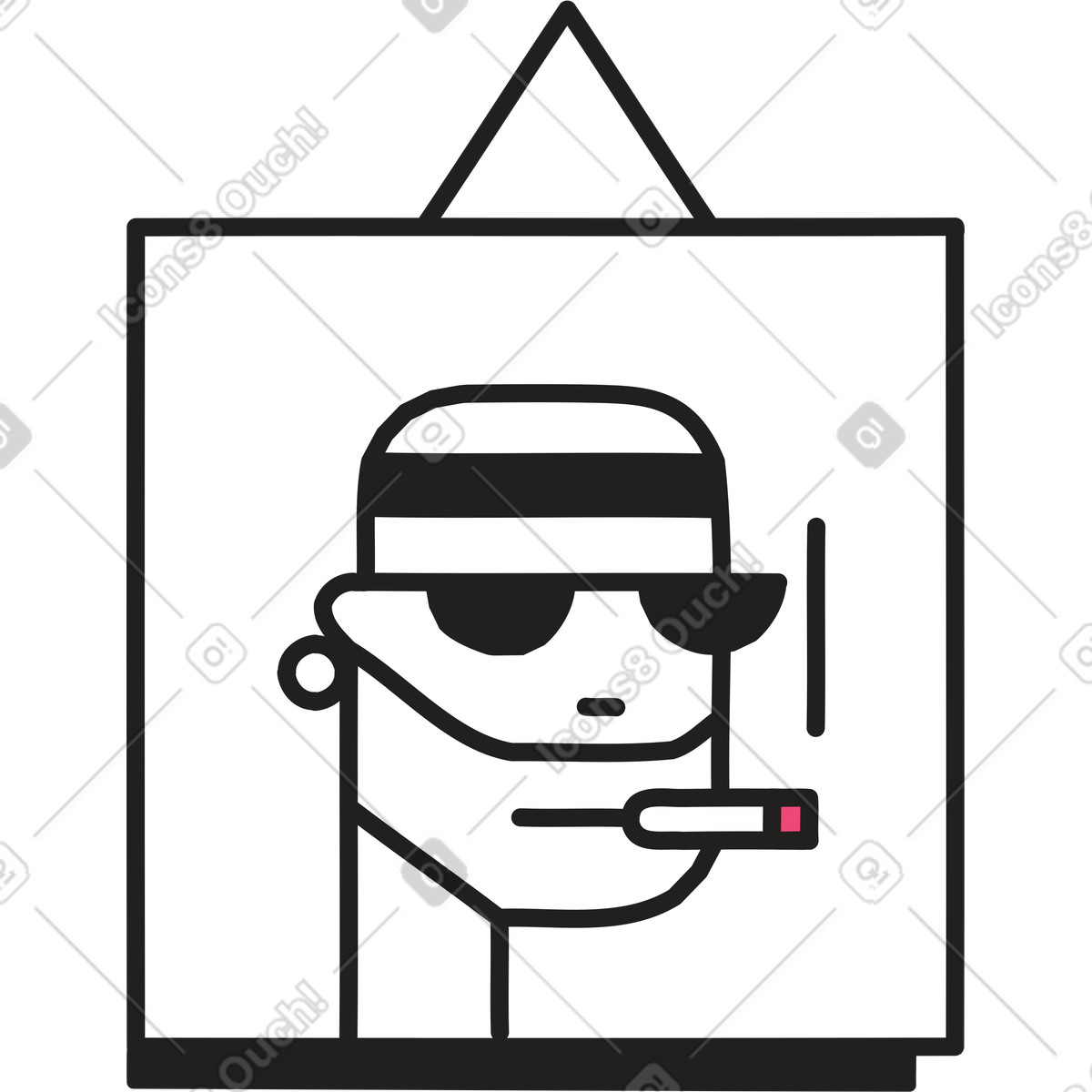 Portrait of a man enjoying a cigar illustration clipart collection in PNG SVG