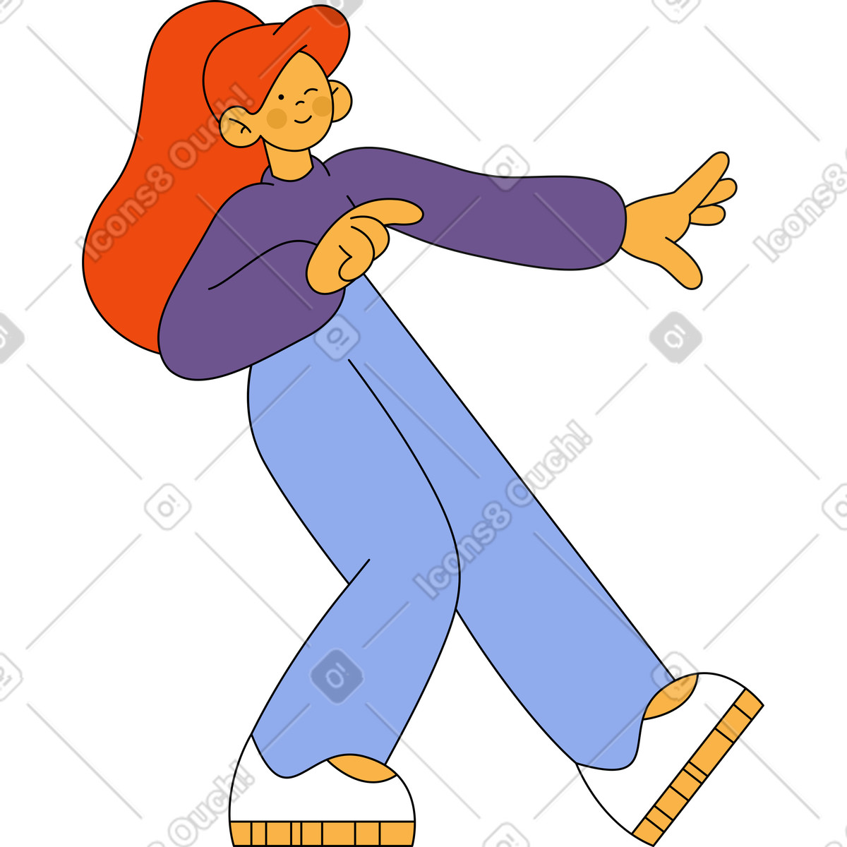 La ragazza strizza gli occhi e mira illustrazione in stile Bloom scarica in PNG, SVG