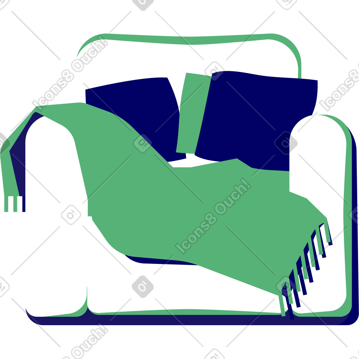 Poltrona con coperta e cuscini illustrazione in stile Lounge scarica in PNG, SVG