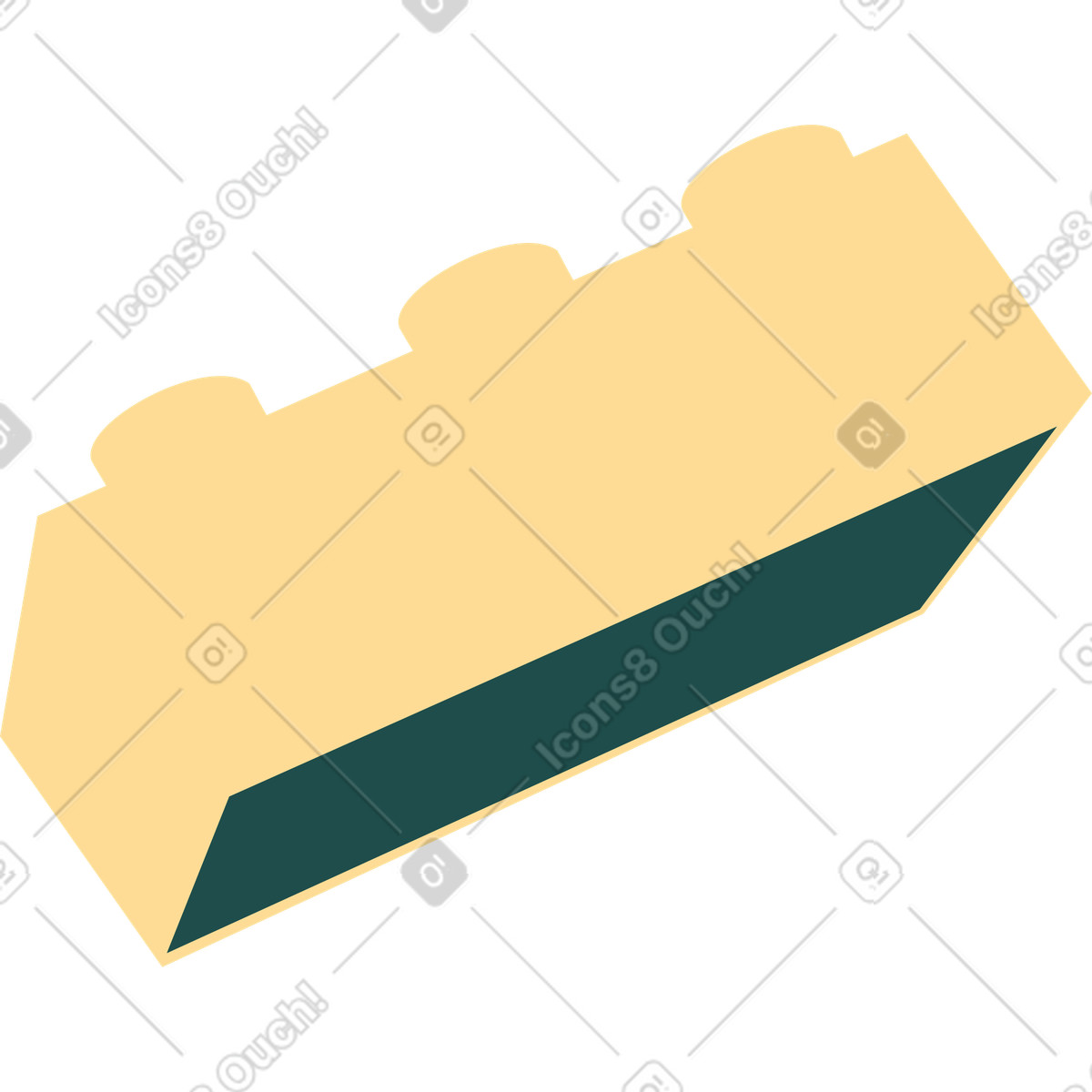 Yellow lego brick illustration in Kiddo style download in PNG, SVG
