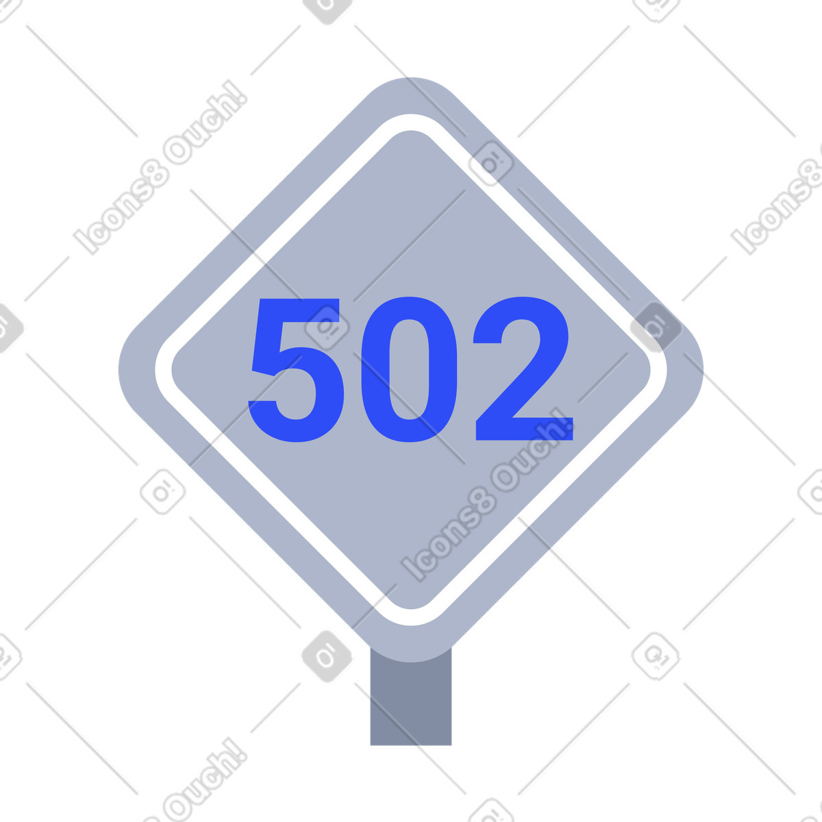 Ilustración Error del servidor bad gateway, número 502 en la señal de tráfico estilo System a descargar PNG y SVG