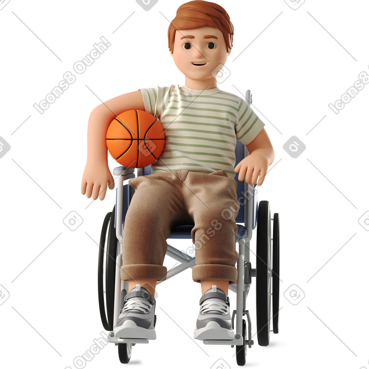 Illustration Boy in a wheelchair with ball dans le style 3D Business à télécharger aux formats PNG, SVG