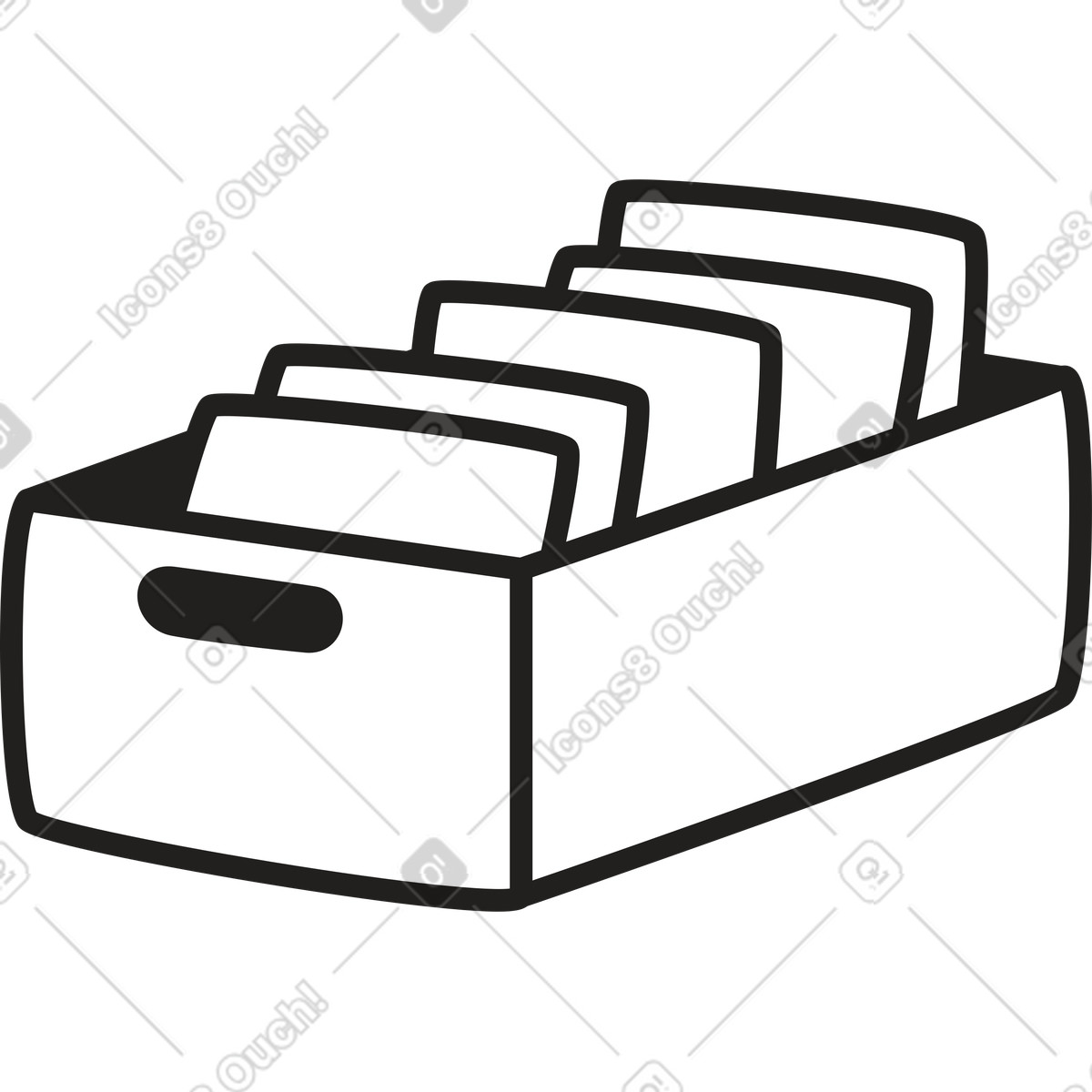 Illustration Boîte avec documents dans le style Little à télécharger aux formats PNG, SVG