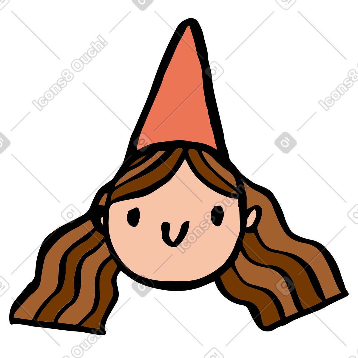 Illustration Girl in conical cap dans le style Scandi à télécharger aux formats PNG, SVG