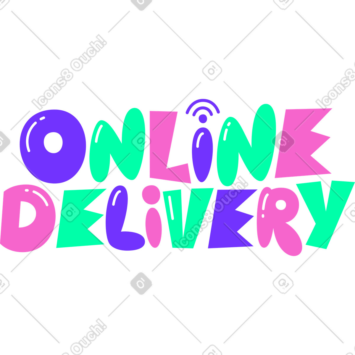 Ilustração de Texto entrega on-line letras em no estilo Lettering para baixar em PNG, SVG