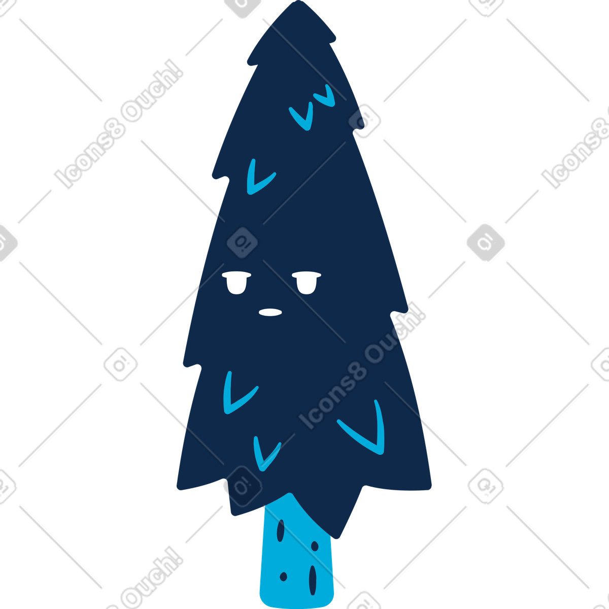 Annoyed tree illustration in Flame style download in PNG, SVG
