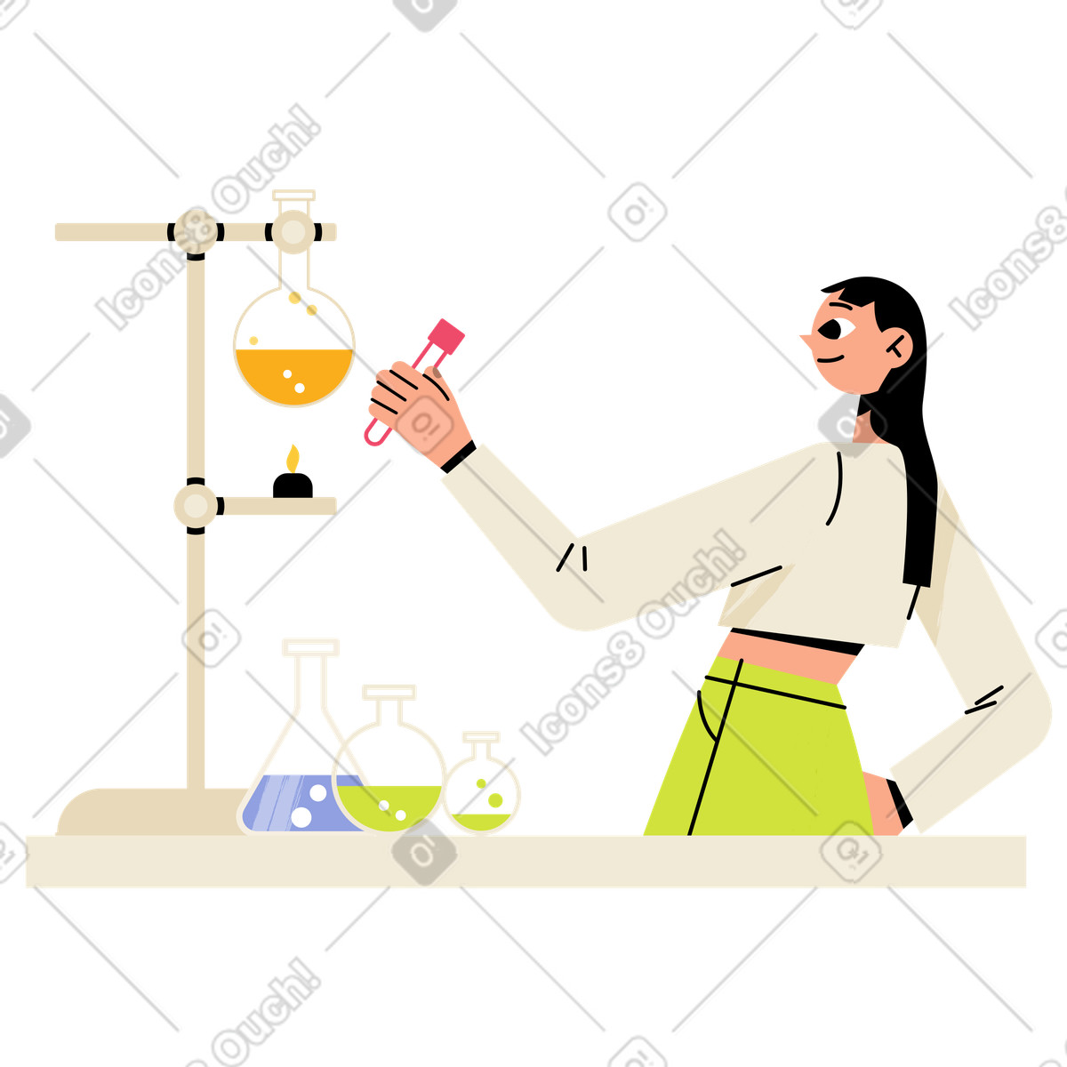 Juicy スタイルの Lab worker mixing chemicals in laboratory, Chemistry research and experiments のイラストをPNG、SVG形式でダウンロード