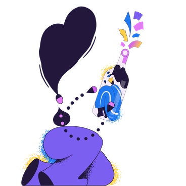 A person holding a colorful bottle - Conifer style illustration