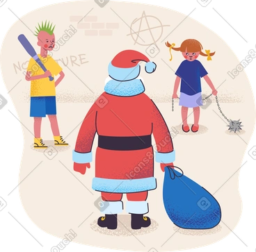 Santa claus looking at misbehaving children PNG, SVG