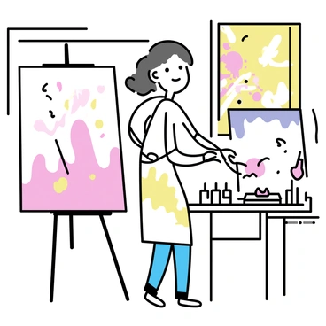 An enigmatic artist splattering paint on a canvas in a vibrant studio