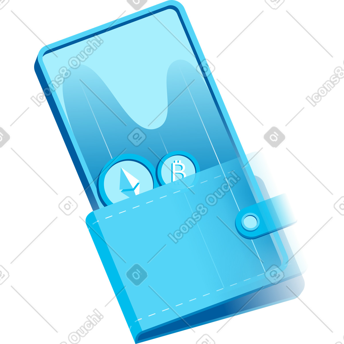 Ilustración Billetera móvil en estilo Icy a descargar en PNG y SVG