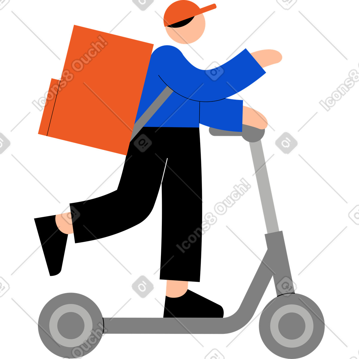 Ilustración animada Joven andando en scooter estilo Tiny a descargar GIF, Lottie (JSON), AE
