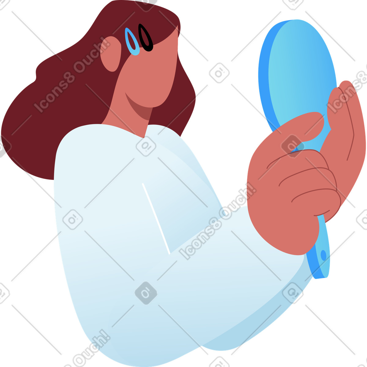 Illustration Fille regardant dans le miroir style Airy à télécharger aux formats PNG, SVG