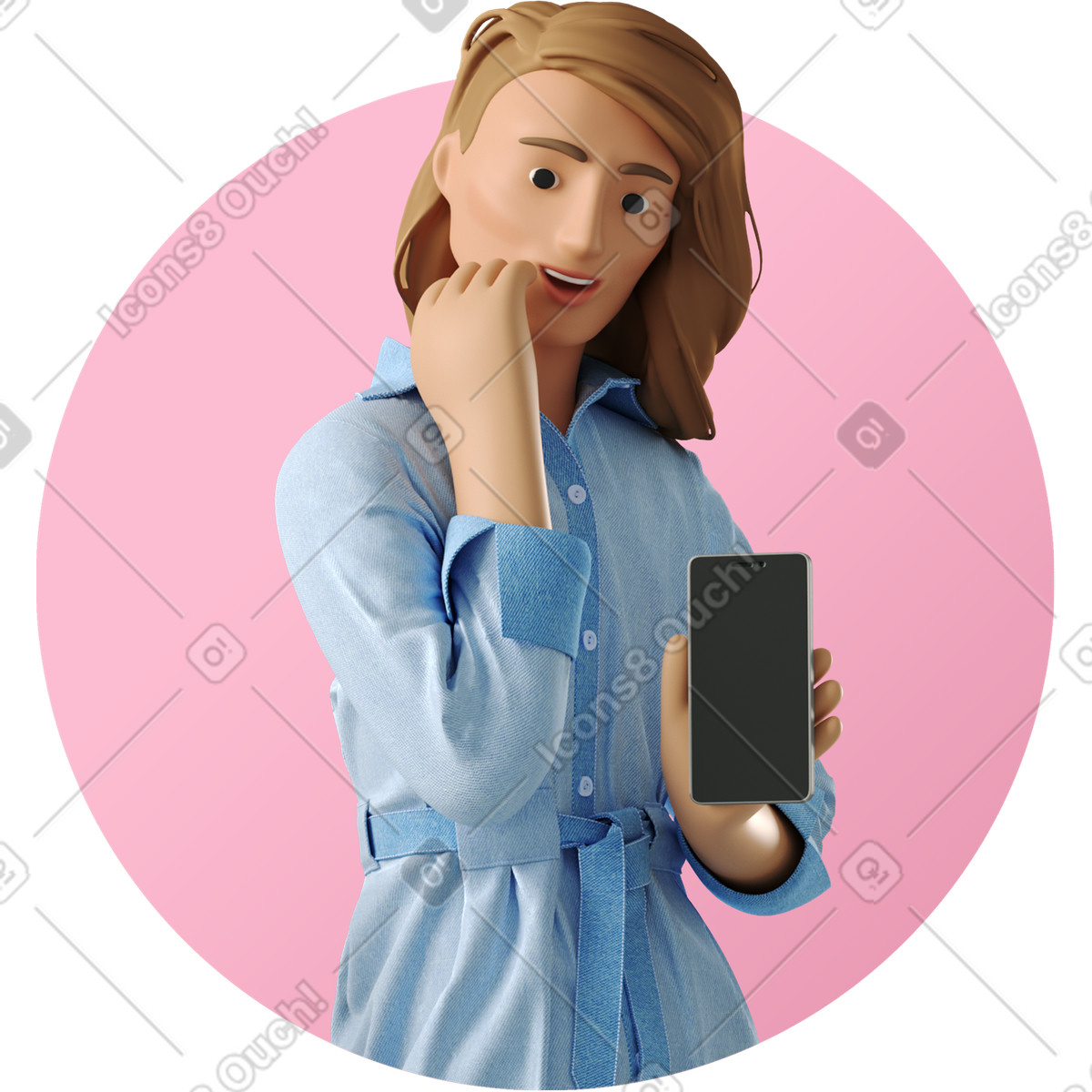 下载 3D Business 风格的 Non-binary person showing phone 插画，支持 PNG、SVG 格式
