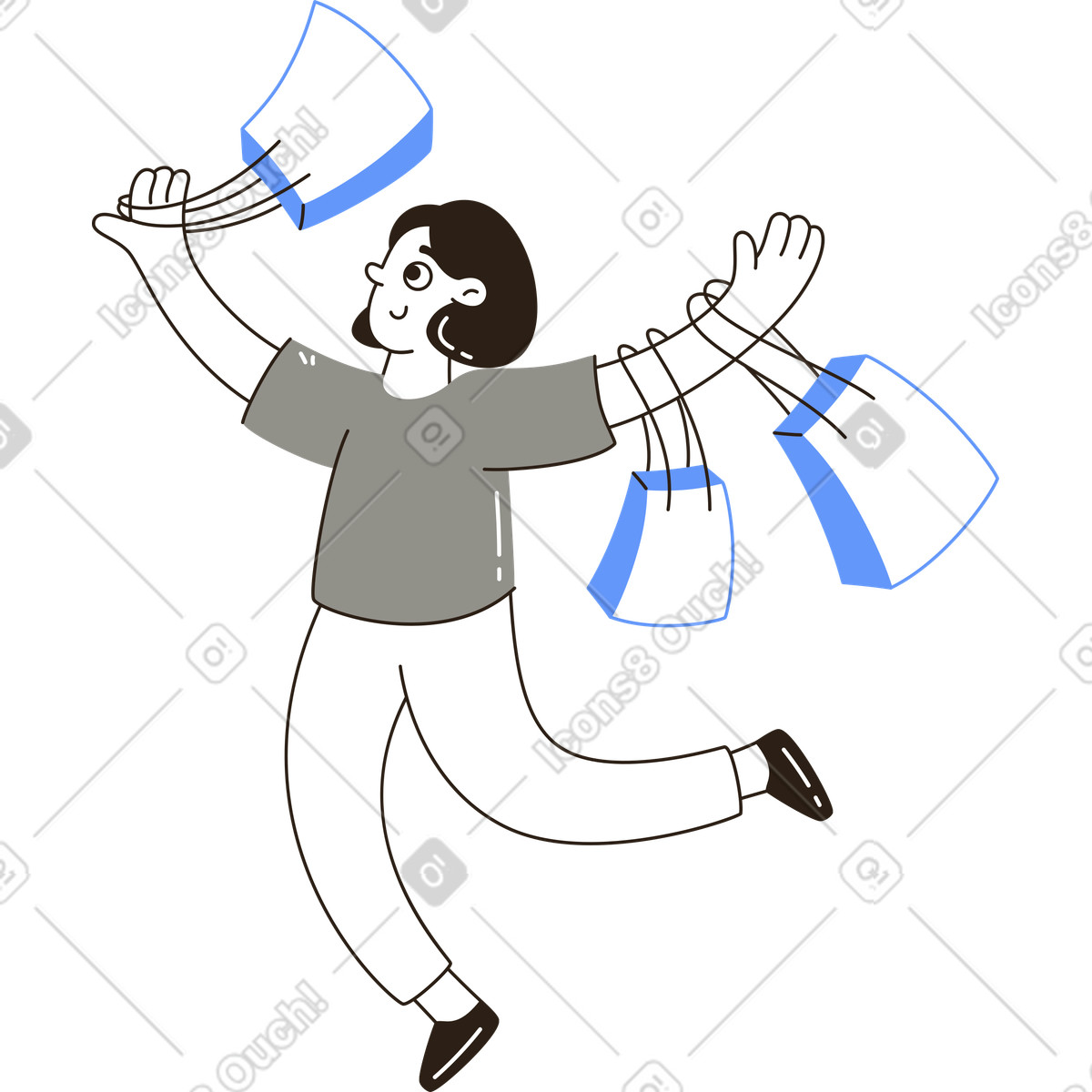 Woman with bags illustration in Plain style download in PNG, SVG