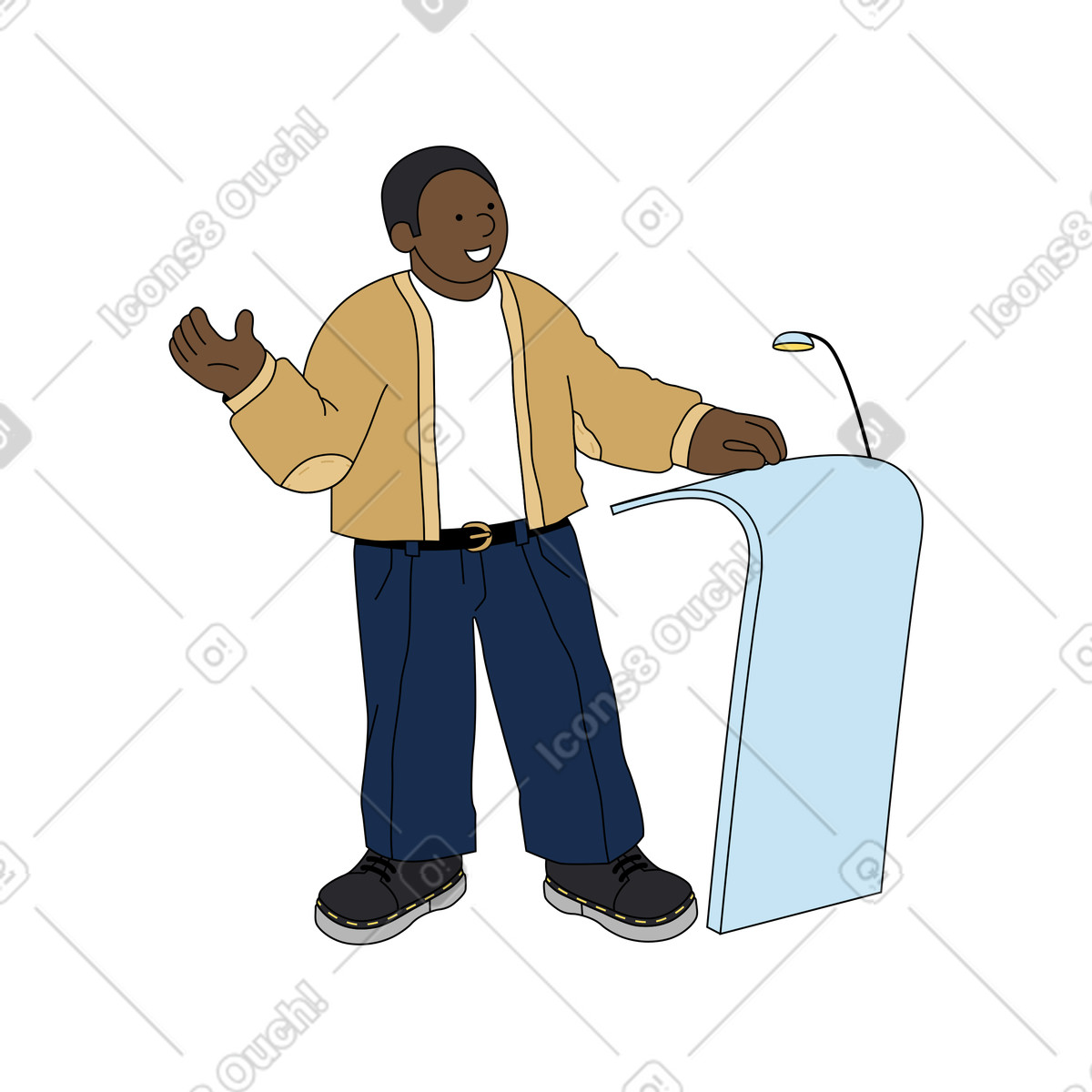 Male lecturer giving a public talk illustration college clipart educational graphics vector images