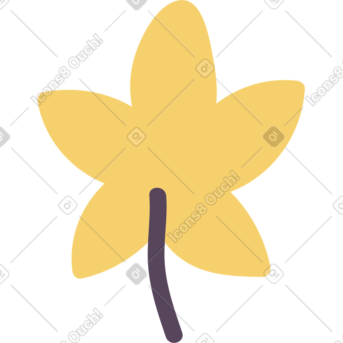 Pluto スタイルの Yellow leaf with black stem のイラストをPNG、SVG形式でダウンロード