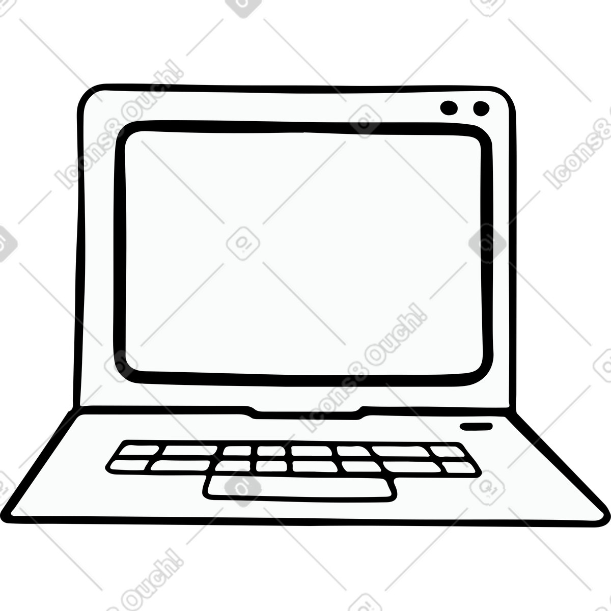 Laptop aperto illustrazione in stile Journal scarica in PNG, SVG