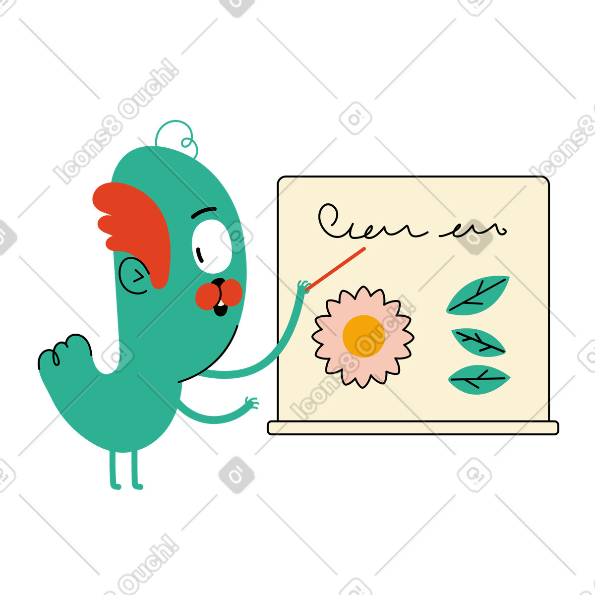 Ilustración Profesor presentando material de estudio en estilo Jelly a descargar en PNG y SVG