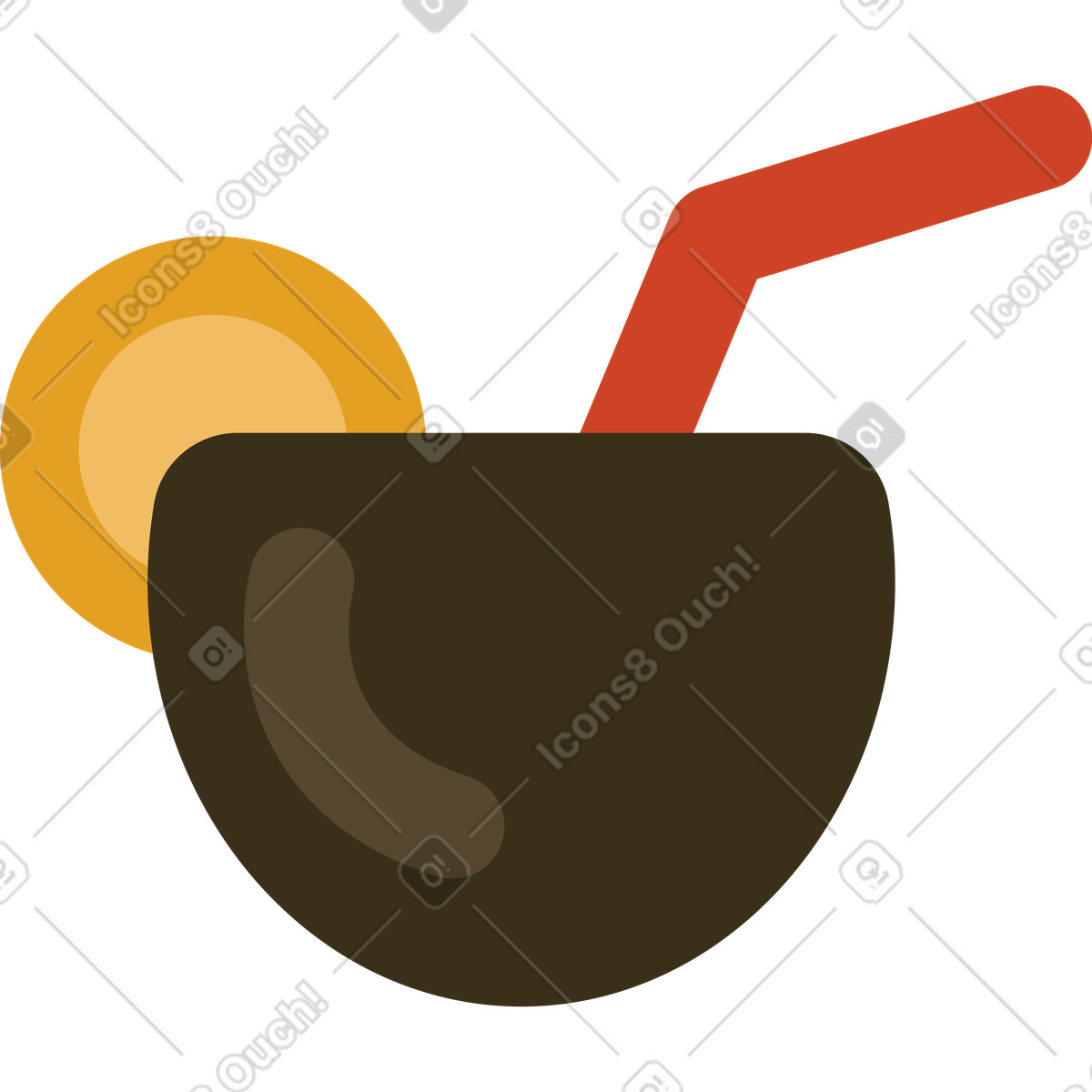 Cocktail sulla spiaggia illustrazione in stile Arabica scarica in PNG, SVG