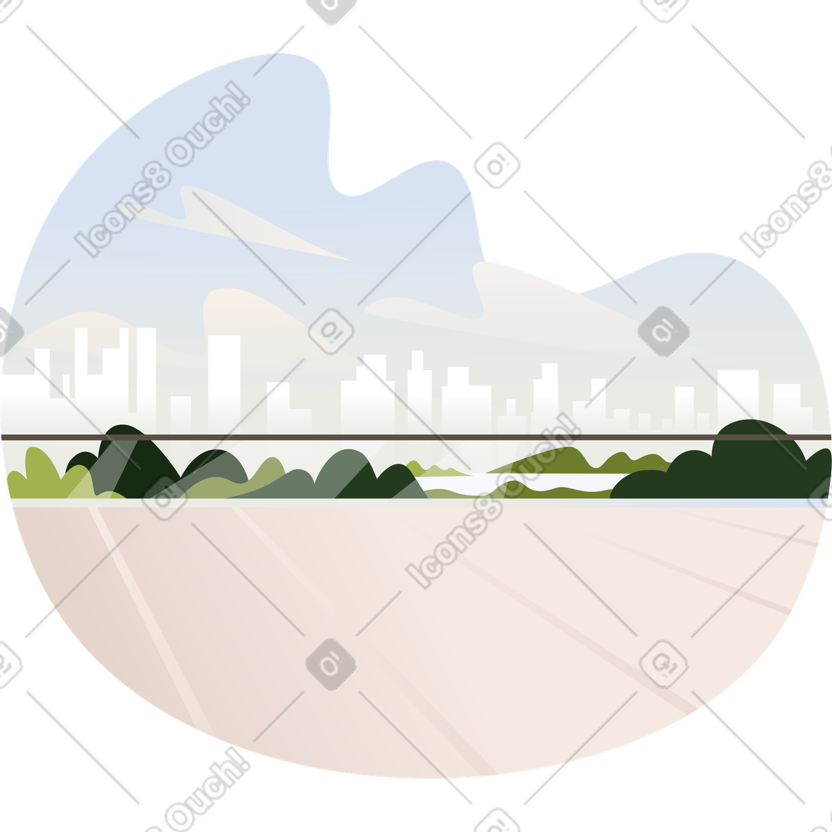 Ilustración animada Terraza vista de la ciudad en estilo Vivid a descargar en GIF, Lottie (JSON), AE