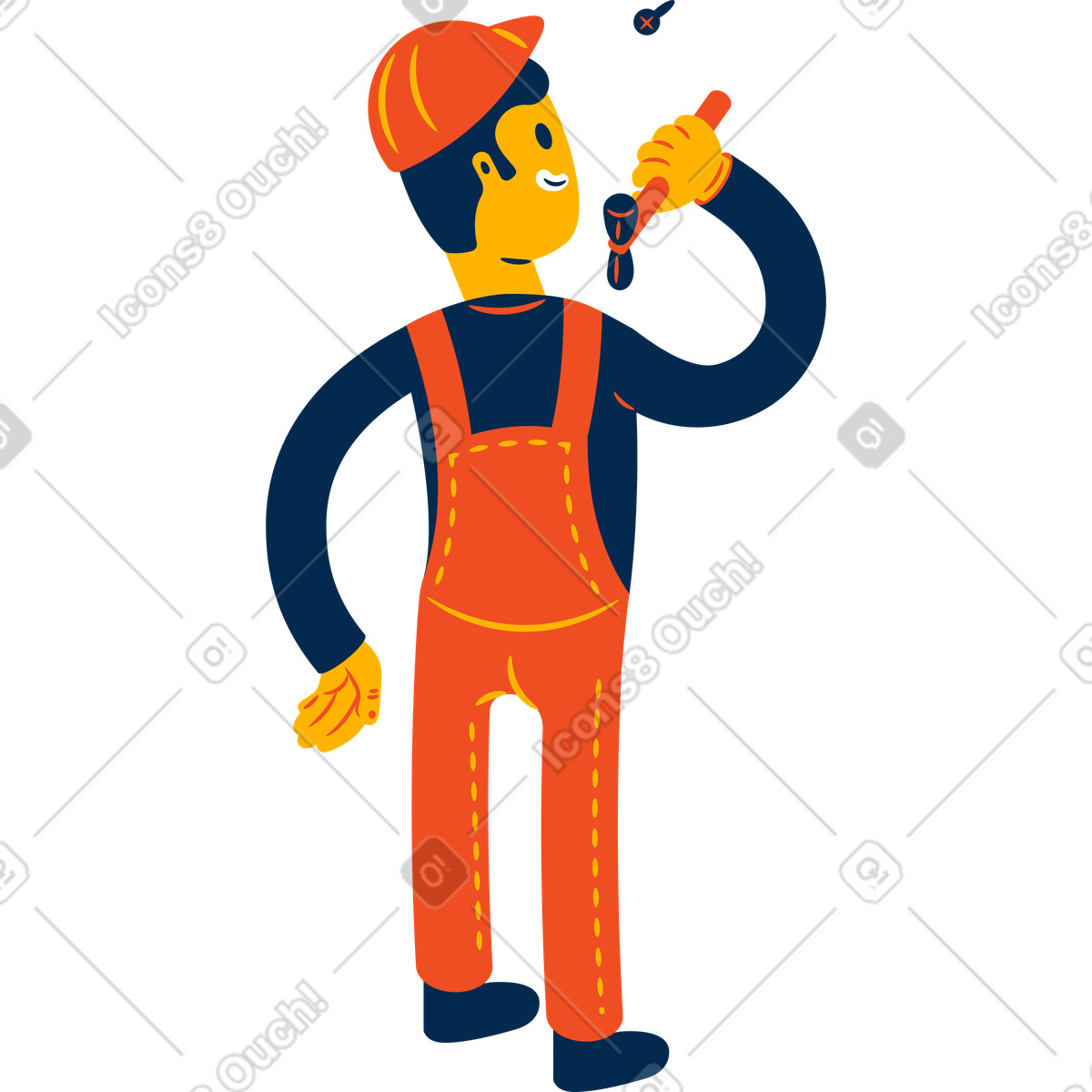 Worker illustration in Flame style download in PNG, SVG