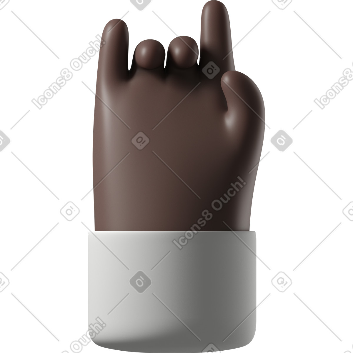 Ilustración Mano de piel negra haciendo un signo rock en estilo 3D Hands Fun&Wild a descargar en PNG y SVG