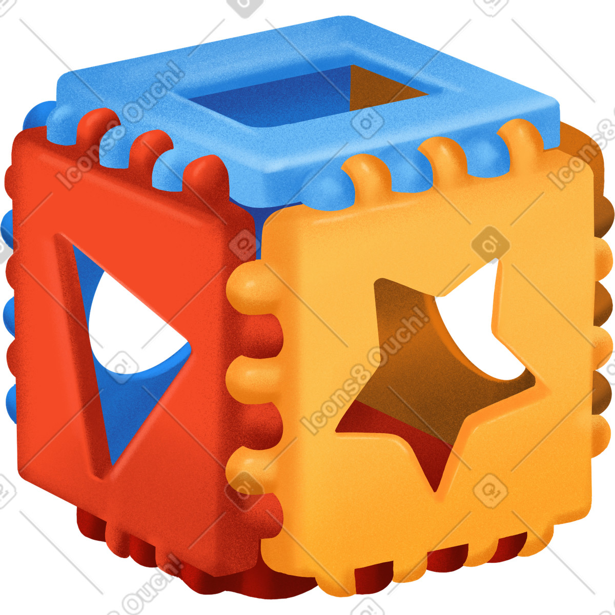 Children's toy square with different shapes-Illustration im Gleam-Stil als Download in PNG, SVG