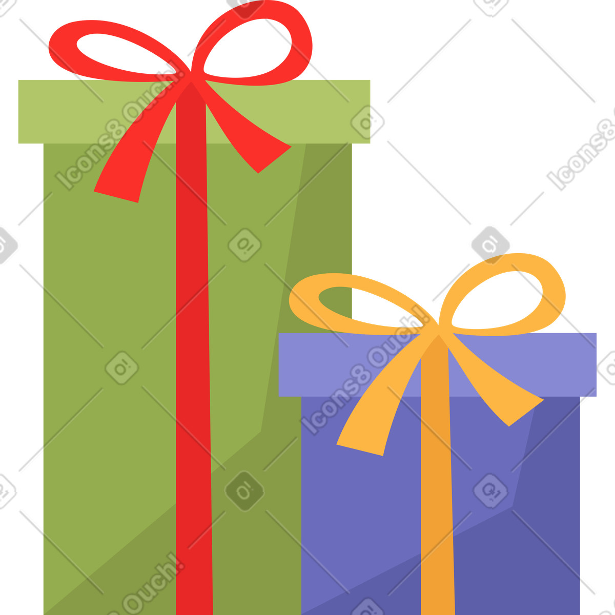 Zwei weihnachtsgeschenke-Illustration im Lagom-Stil als Download in PNG, SVG