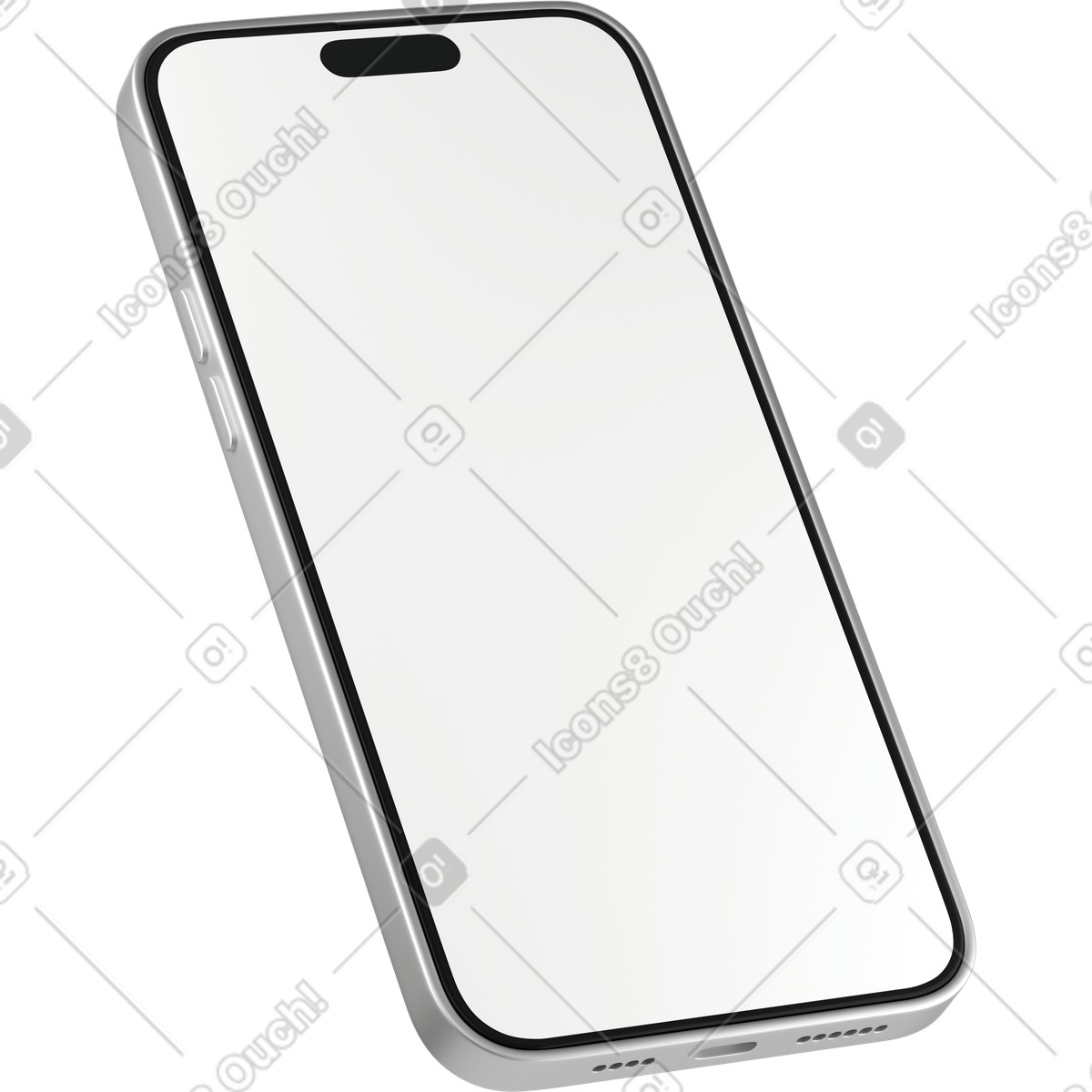 3D Business スタイルの Side view of white phone screen のイラストをPNG、SVG形式でダウンロード