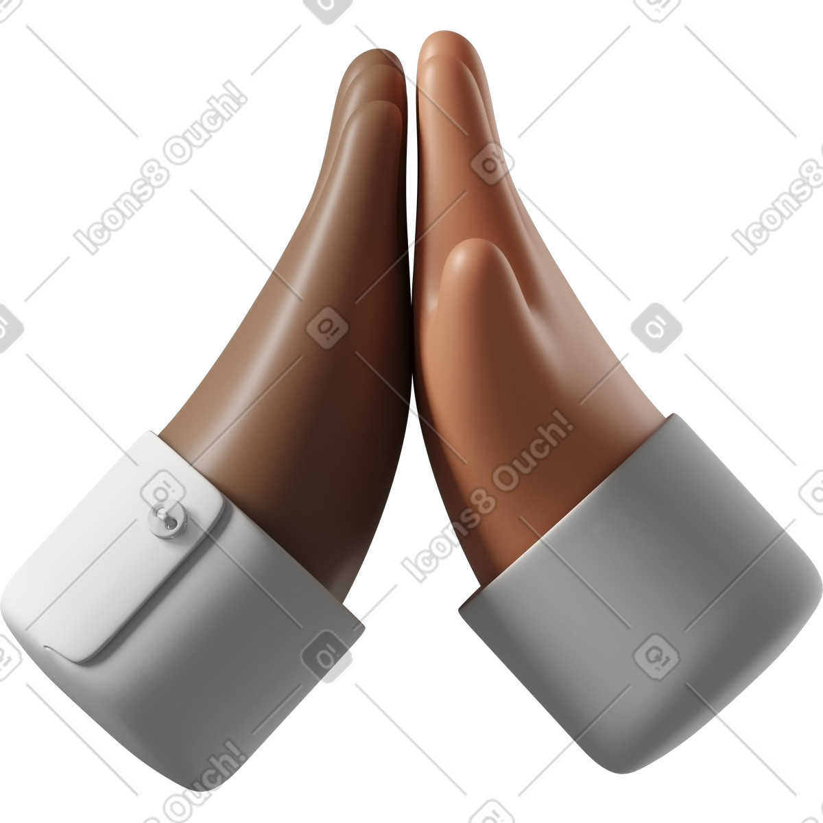 Illustration Main de peau brune donnant un high five à la bronzée dans le style 3D Hands Fun&Wild télécharger aux formats PNG, SVG