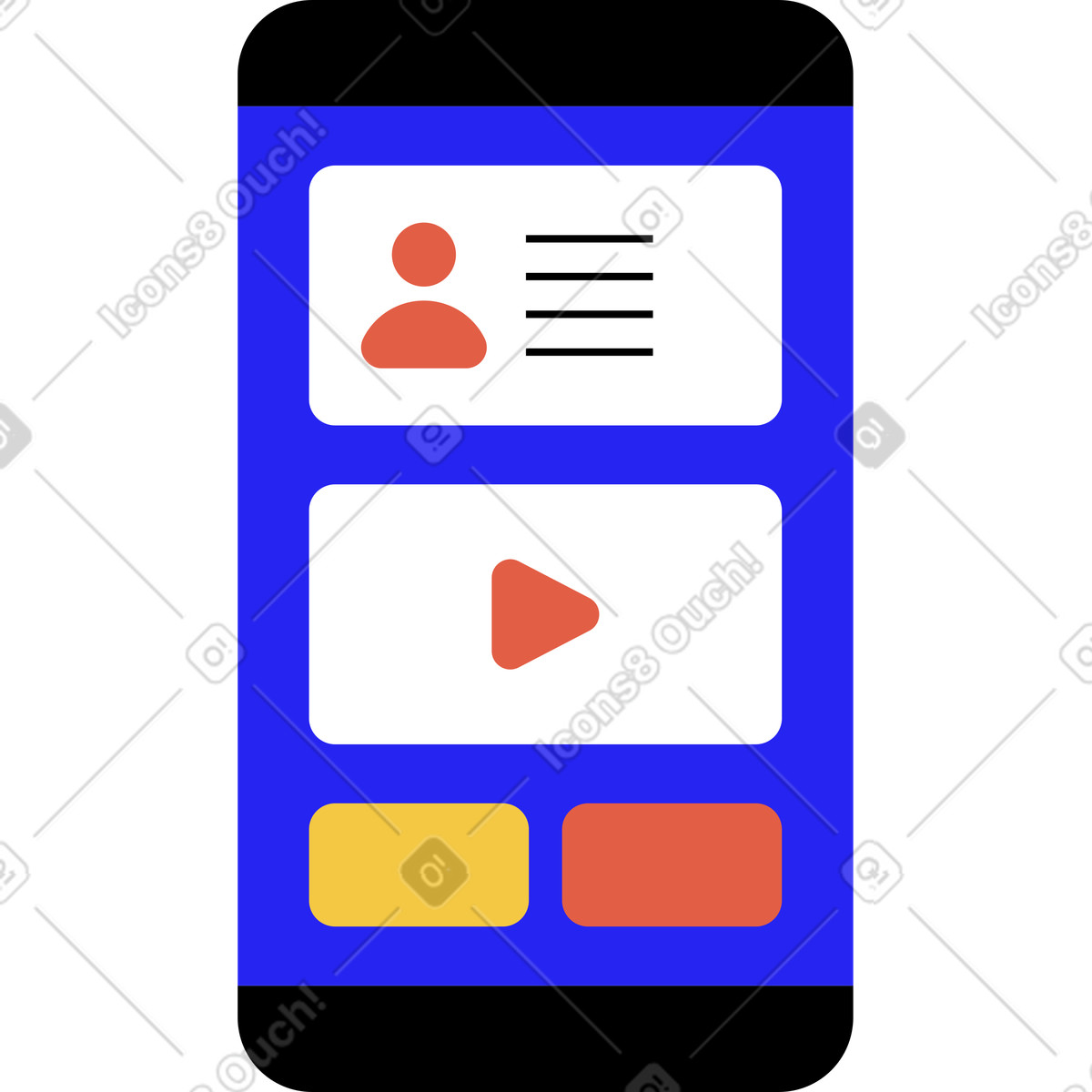 Cellulare con icona persona e interfaccia illustrazione in stile Flat scarica in PNG, SVG