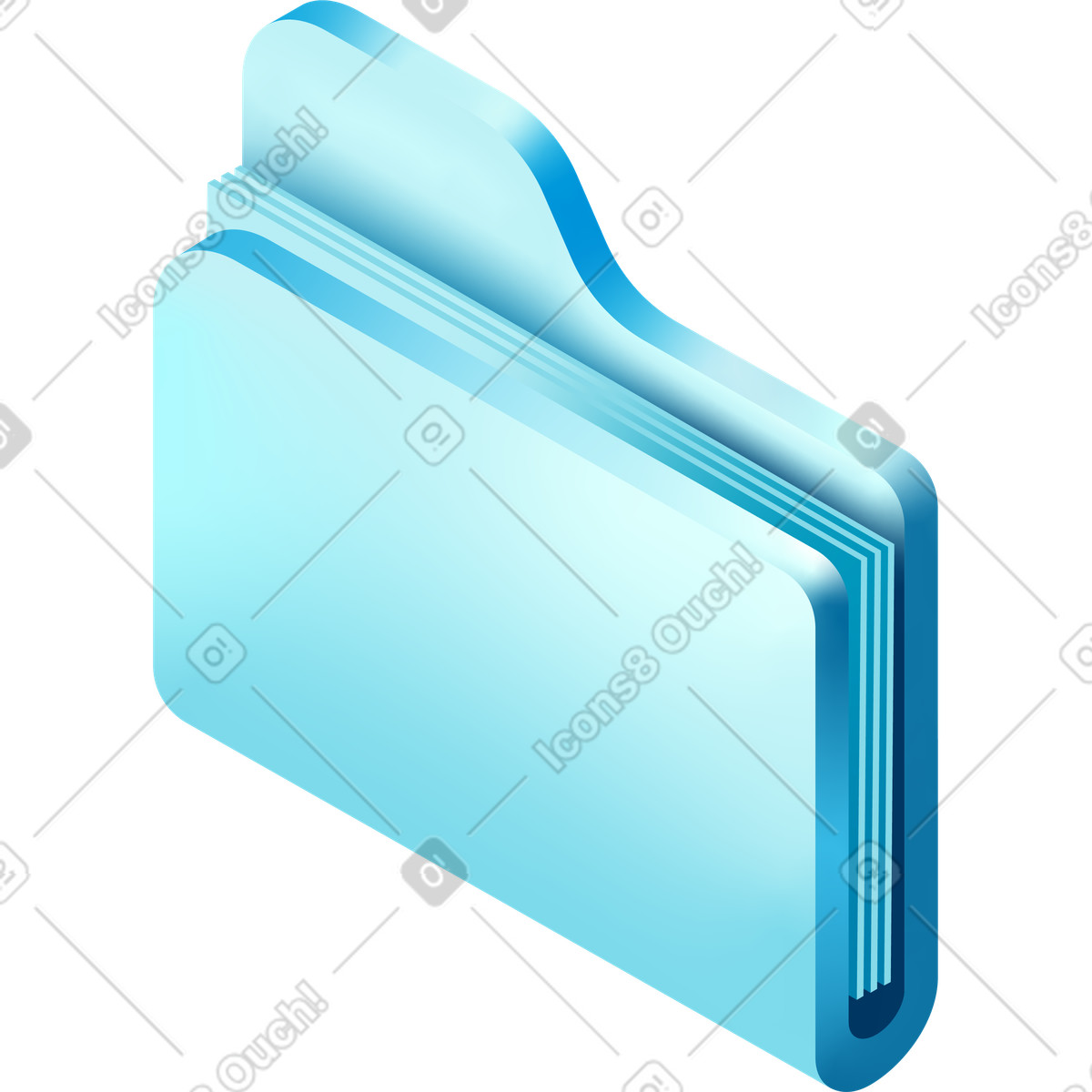 Isometric folder with documents illustration in Glare style download in PNG, SVG