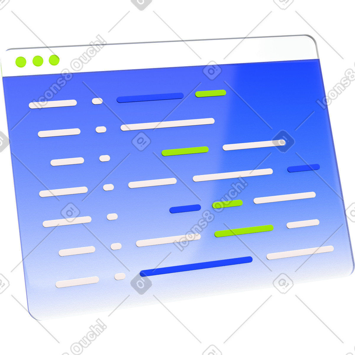 Browser window with code illustration in PNG, SVG