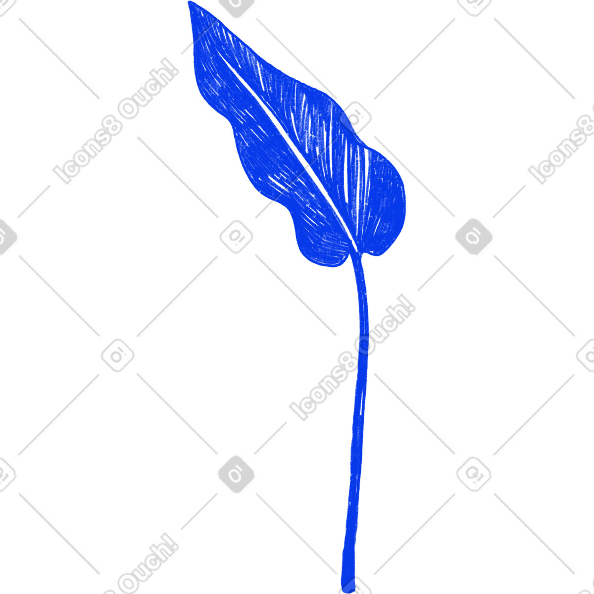 Biro 스타일의 Blue leaf plant 일러스트레이션 PNG, SVG 다운로드