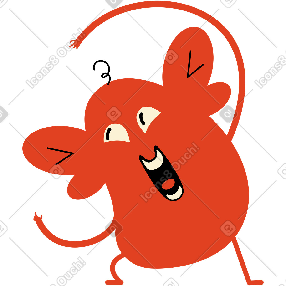Red character with big ears illustration in Jelly style download in PNG, SVG
