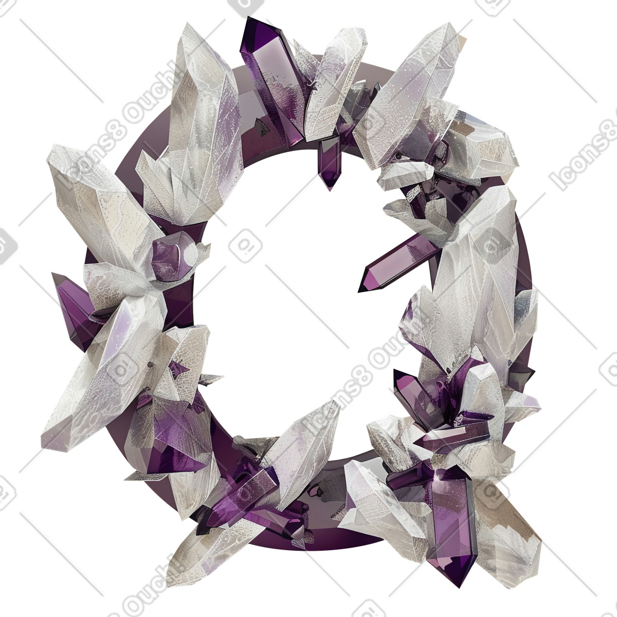 水晶字母o插图，PNG、SVG格式