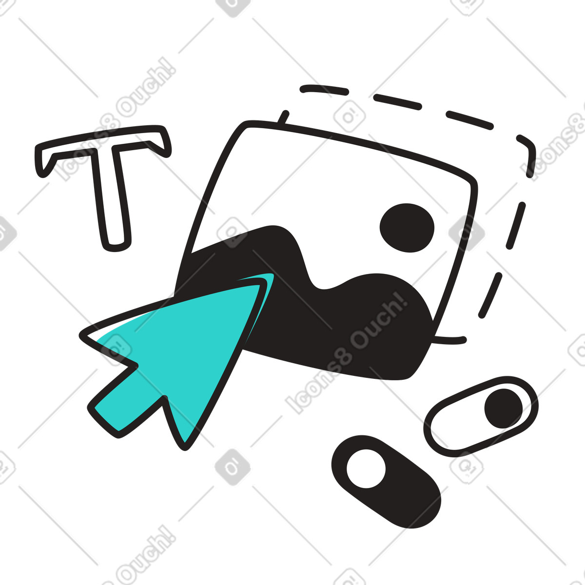Web design elements, cursor, toggles illustration in PNG, SVG