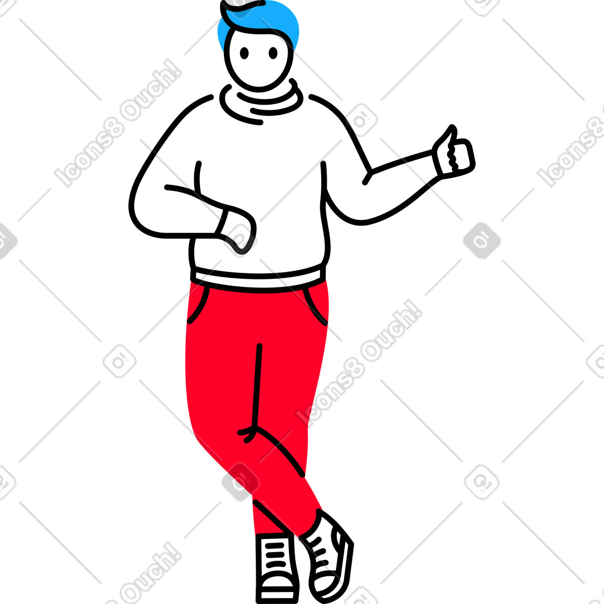 Ilustración Hombre mostrando pulgares arriba en estilo Transistor a descargar en PNG y SVG