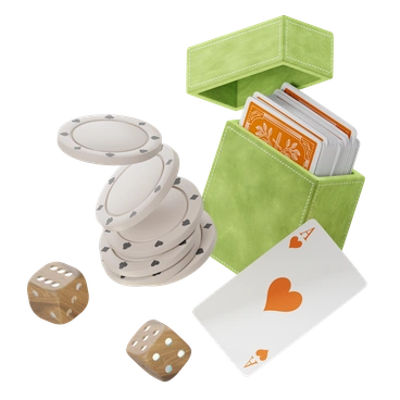 Playing cards, dice, and poker chips - 3D Modern style illustration